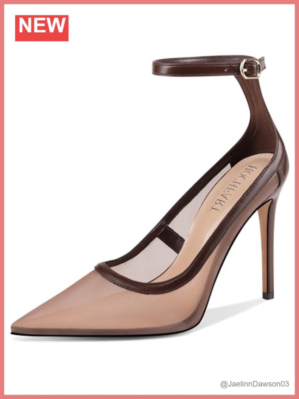 Women's Closed Toe Mesh Heels Ankle Strap Pointed Toe Stiletto Pumps
